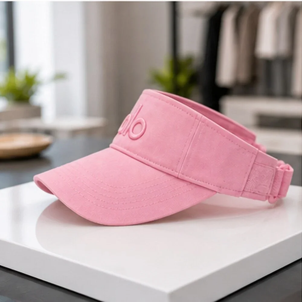 ALO Yoga Pink Pilates Open Top Visor Hat Logo